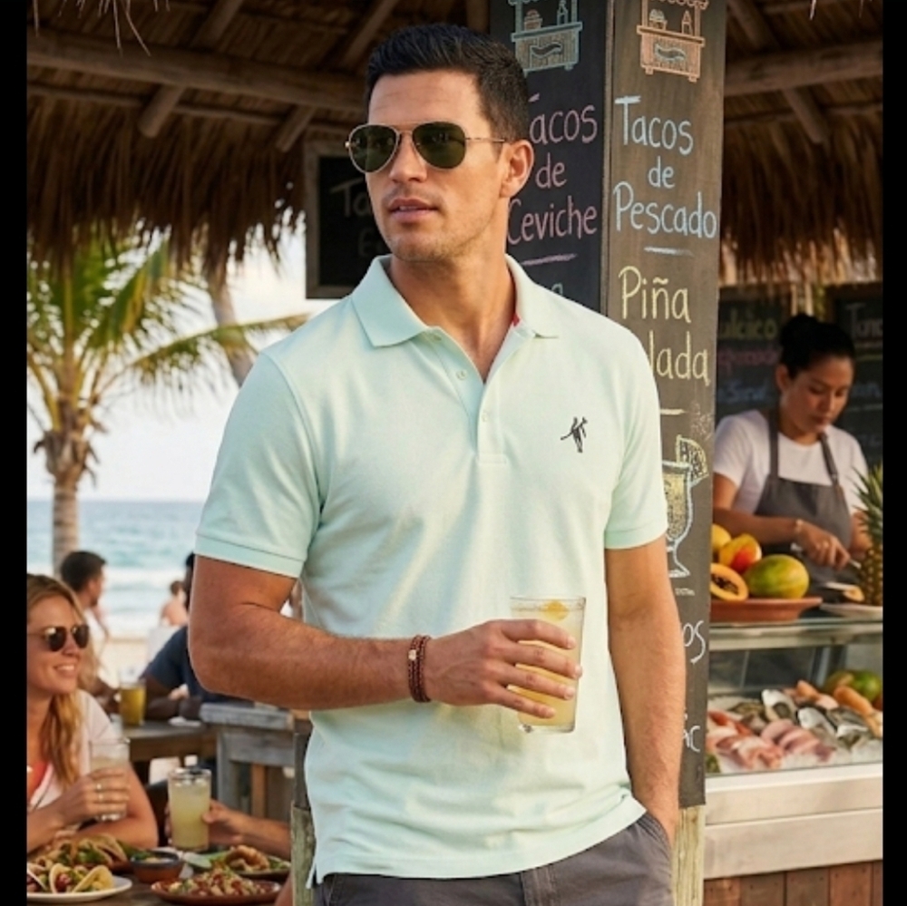Men's Light Mint Polo Shirt - Classic Short Sleeve